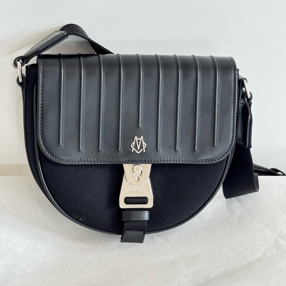 RIMOWA Never Still Black Canvas Leather Crossbody Flap Bag  Dust Bag